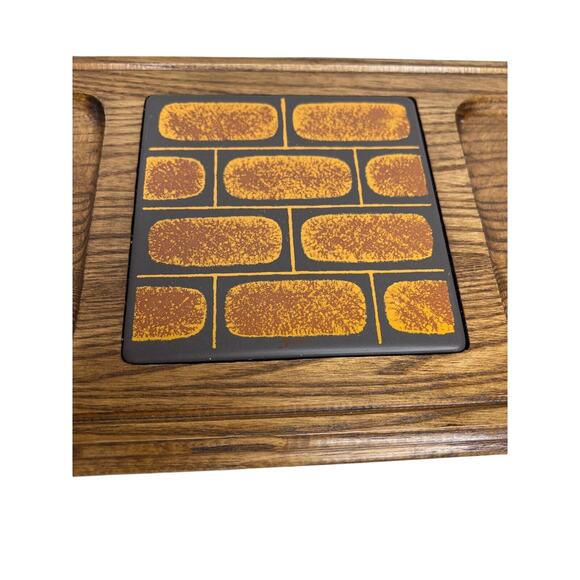 Vintage 70s Retro Tile Cheese Board Tray Serving MCM Mediterranean Modern - Picture 6 of 13